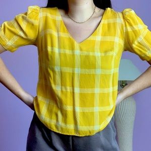 Mustard Yellow Plaid Blouse